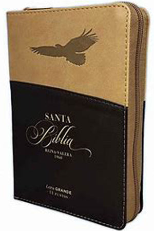 Biblia RV1960 Letra Grande 11 Puntos Tamaño Portatil Café "Aguila" con índice