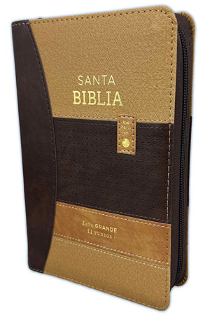 Biblia RVR1960 Tamaño Portátil  11 Puntos Tech Dots Clásico Café/Café  Con Cierre e Índice