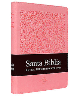 Biblia RVR1960 Letra Supergigante 19 puntos, Imitación Piel, Rosa Duotono con Indice