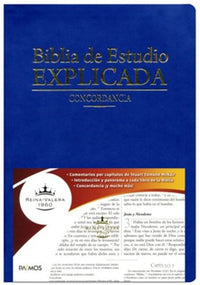 Biblia Rvr60 de Estudio Explicada con Concordancia Piel Especial Azul