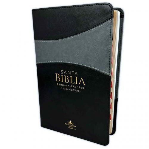 Biblia RVR1960 Tamano Manual Imitación Piel Color Negro/Gris Con Indice