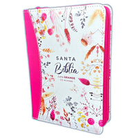 Biblia RVR60 con Cierre Compacta 11 Puntos Primaveral Fucsia con Canto Pintado