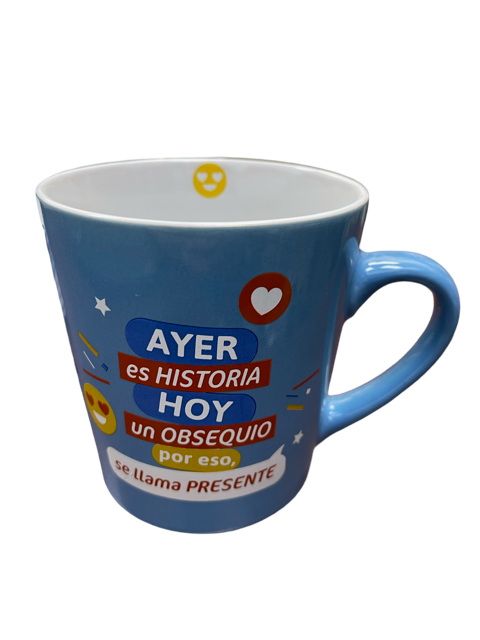 Taza Toda Ocasión con Emoticones “Ayer es Historia”