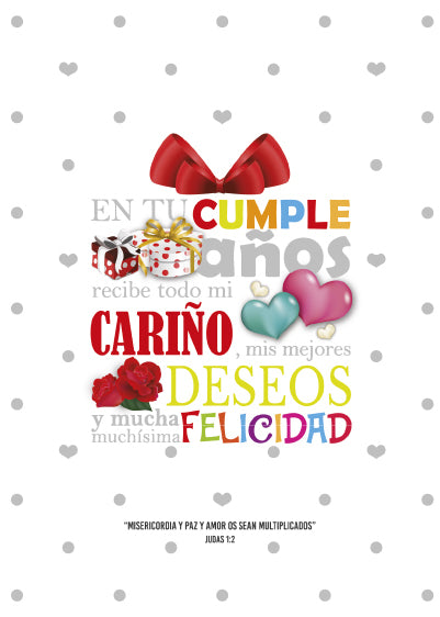 Tarjeta-En tu cumpleaños recibe todo mi cariño-Judas 1: 2
