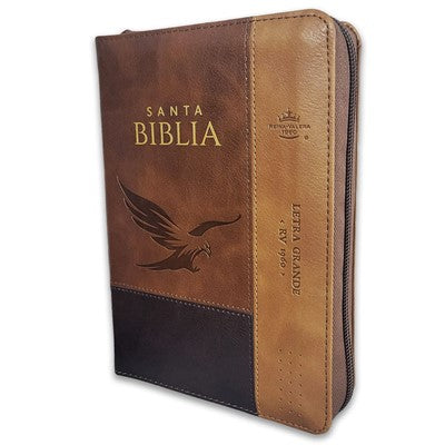 Biblia RV60 Manual Letra Grande, Cierre e Índice Imitación Piel -Tricolor Café Águila