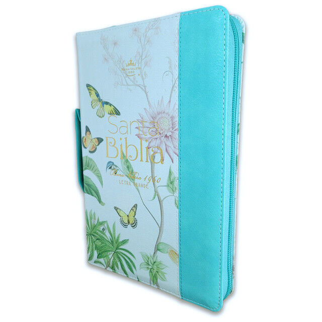 Biblia RVR60 Letra Gigante con Indice Agarradera y Cierre Pretty Turquesa