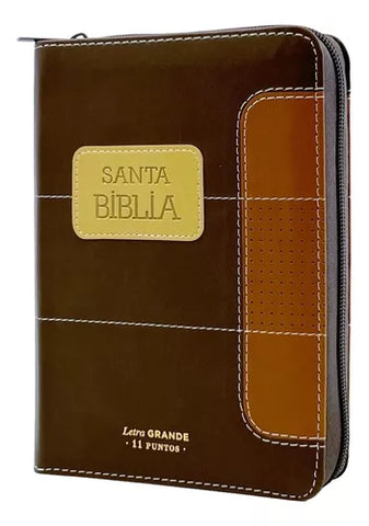 Biblia Rv1960 Letra Grande 11 Puntos Imit. Piel Café/Marrón Con Cierre/Indice