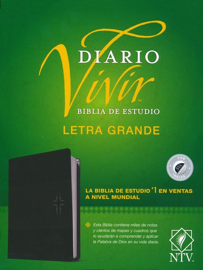 Biblia de estudio del Diario Vivir NTV, Letra Grande, Tipo Piel, Negra con Índice