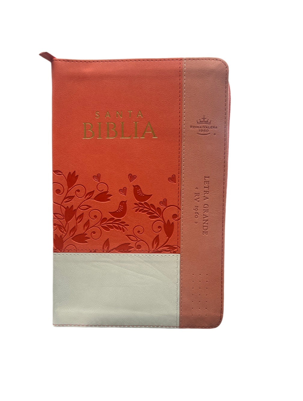 Biblia RVR60 Tamano Manual  Inspiración Blanco/Coral/Coral Pájaros