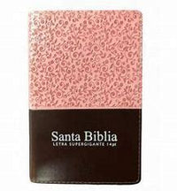 Biblia Letra Gigante con Cierre RV1960 Imitación Piel Manual Rosa Floral y Cafe e índice