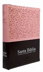 Biblia Letra Gigante con Cierre RV1960 Imitación Piel Manual Rosa Floral y Cafe e índice