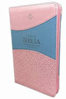Biblia RVR60 Manual Letra Grande Imitación Piel Rosa/Azul Con Cierre y Con Índice