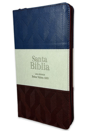 Biblia RVR1960 Tamano Manual, Imitación  Piel Color Azul/Gris/Marron Con Cierre/ Índice