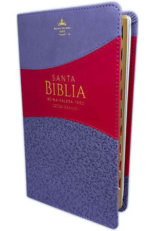 Biblia RVR 1960 Letra Grande Tamaño Manual Símil Piel Duotone Lila Morado con Índice
