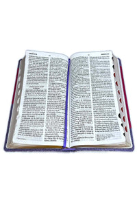 Biblia RVR 1960 Letra Grande Tamaño Manual Símil Piel Duotone Lila Morado con Índice