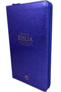 Biblia RVR 1960 Tamaño Manual Letra Grande Imitación Piel Lila con Cierre y con Índice