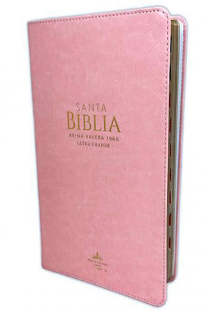 Biblia RVR1960 Imitación Piel Tamano Manual Color Rosa Con Índice