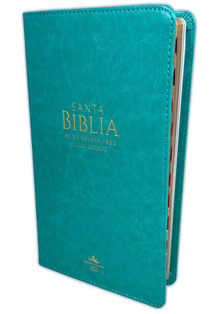 Biblia RVR1960 Letra Grande Imitación Piel Turquesa Con Indice