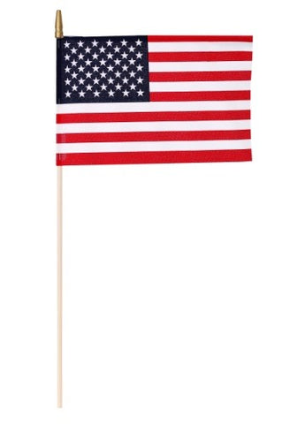 Bandera de Estados Unidos manual, en un palo con punta de lanza