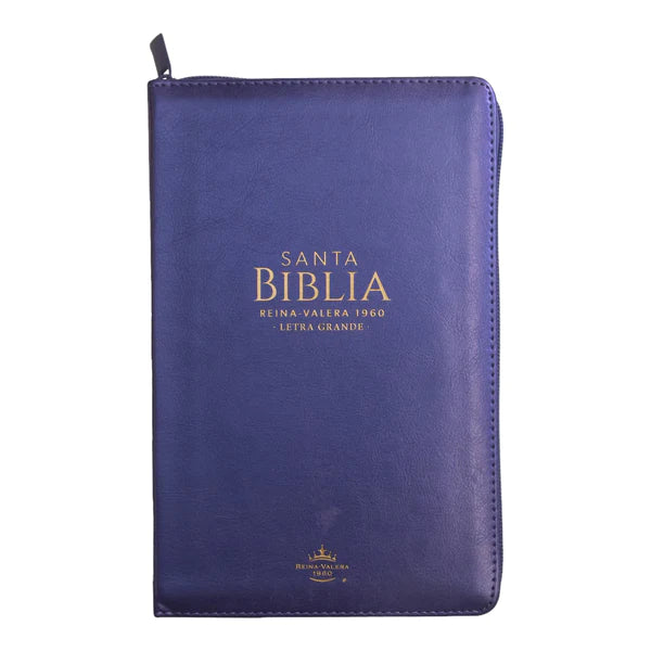 Biblia RVR 1960 Tamaño Manual Letra Grande Imitación Piel Lila con Cierre y con Índice
