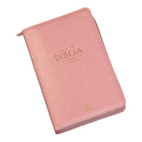 Biblia RVR60 Tamaño Manual Letra Grande Con cierre y con Índice Clásica Rosa