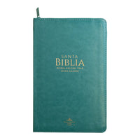 Biblia RVR60 Tamaño Manual Letra Grande Con cierre y con Índice Clásica Turquesa