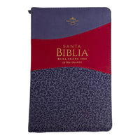 Biblia RVR 1960 Tamaño Manual Letra Grande Imitación Piel Lila/Morado con Cierre y con Índice