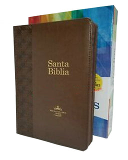 Biblia Arcoiris Rvr60 Café Simil Piel Con Indice y Cierre