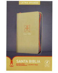 Biblia NTV, zipper, con referencias, letra grande., Imitación piel, Beige, sin Indice