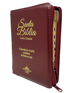 Biblia RVR60 Letra Grande, Zipper y Conc. Amplia, Manual Imit. Piel, Vino, Índice