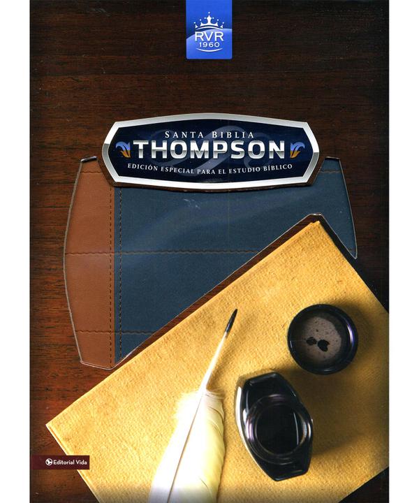 Biblia Rvr60 Thompson De Estudio Caja Dos Tonos Azul/Marron Sin Indice