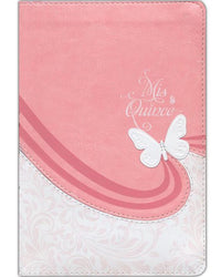 Biblia Rvr60 Mis Quince Rosa Y Blanco Simil Piel Sin Indice