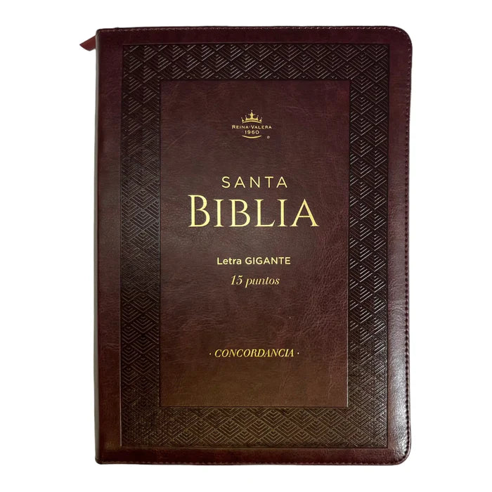 Biblia RVR1960 Letra Gigante 15 puntos Imitación Piel Marrón Con Cierre y con Índice