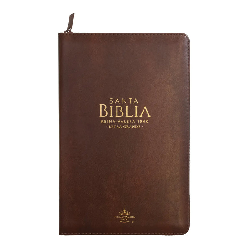 Biblia RVR 1960 Tamaño Manual Letra Grande Imitación Piel Café con Cierre/Índice