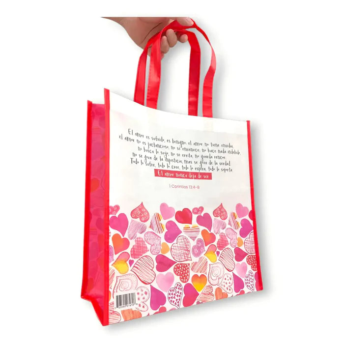 Bolsa Tote bag grande a todo color. El amor nunca deja de ser